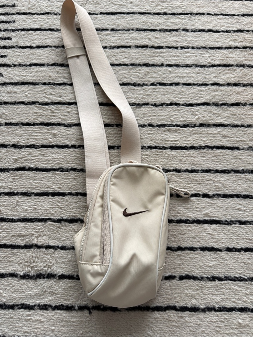 Nike Cream Crossbody Bag with Brown Swoosh